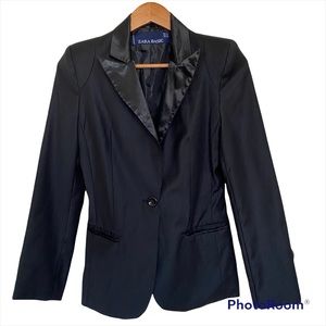 Zara Tuxedo Blazer With Satin Lapels, Size Medium